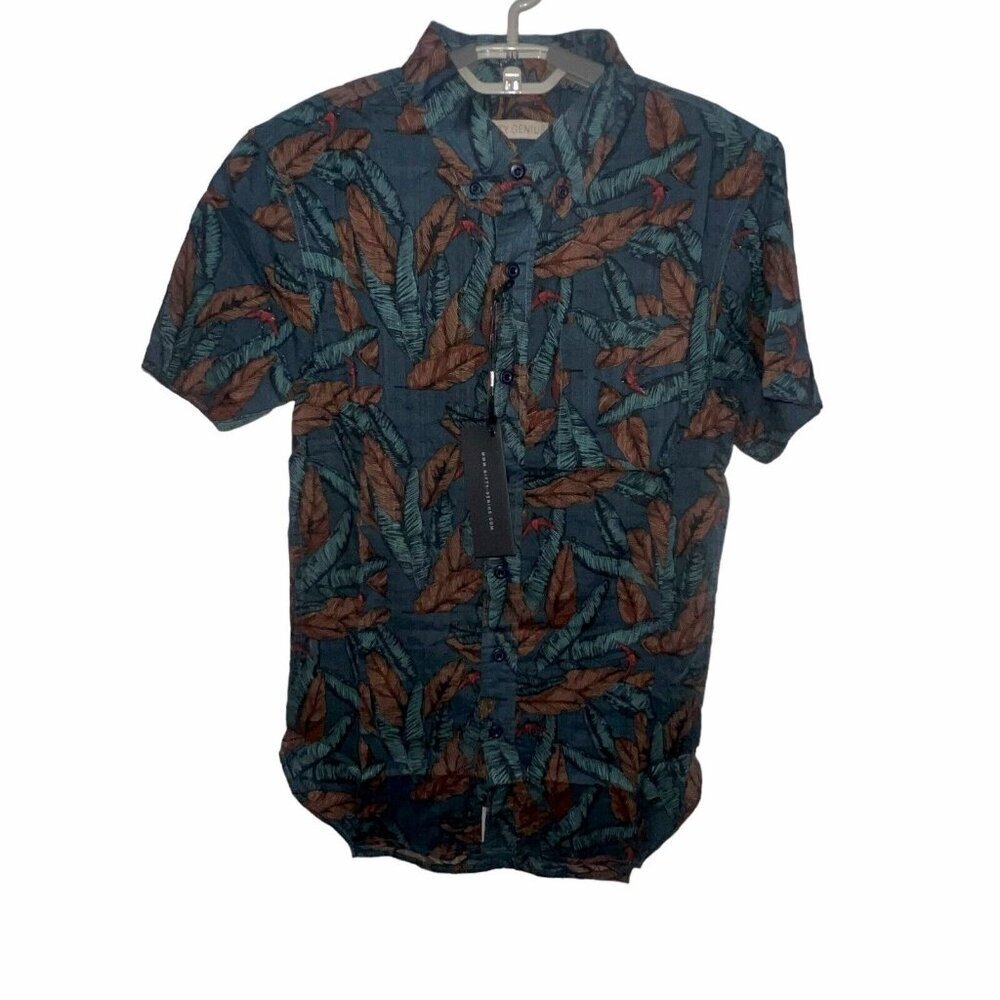 NWT Men's Nifty Genius Short Sleeve Tropical Shirt XS‎ Button Down